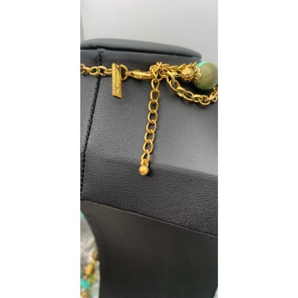 Daisy Fuentes Chunky Necklace Gold Tone Tassel Acrylic Turquoise Colored Beads - Picture 5 of 5